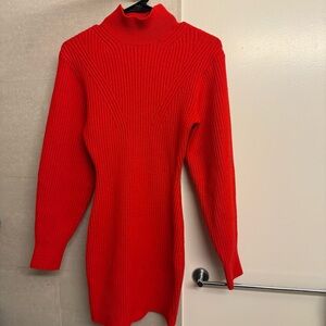 H&M Red Ribbed Knit Dress - XS